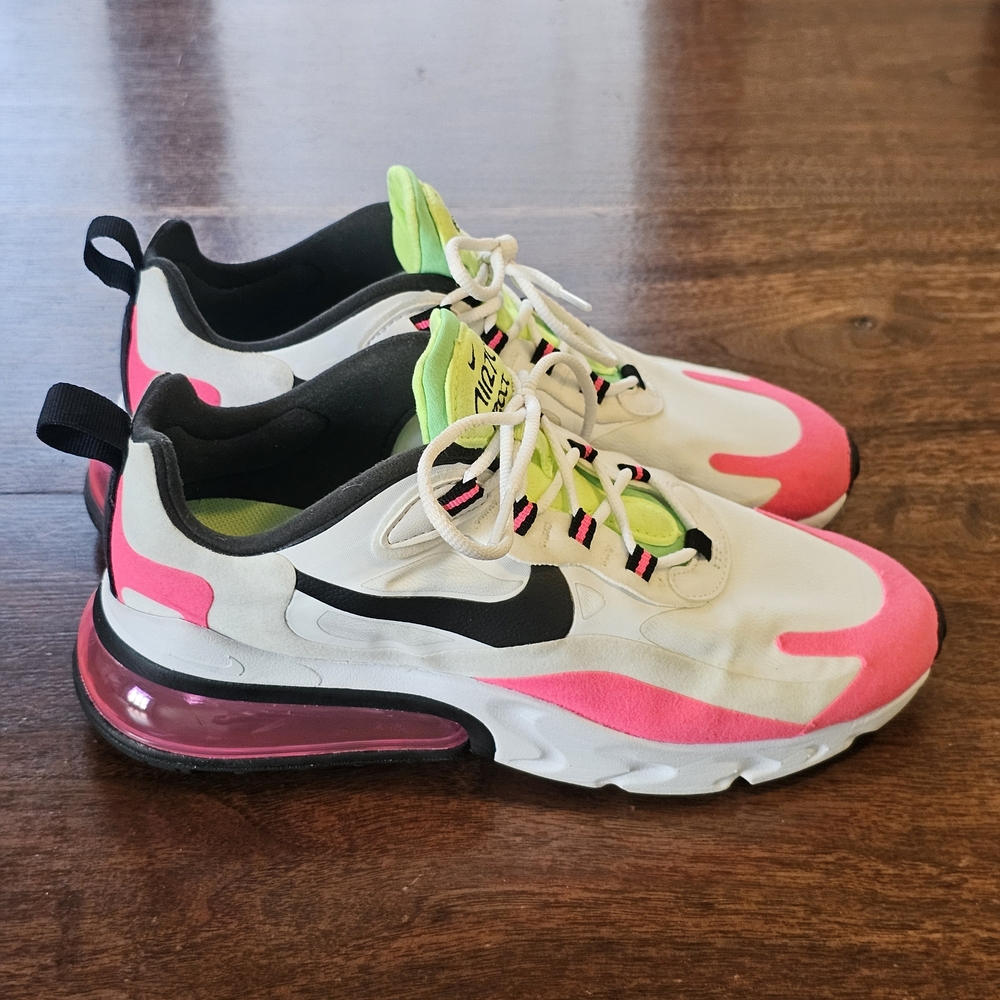 Womens Nike Air Max 270 React Pink and White Sneakers